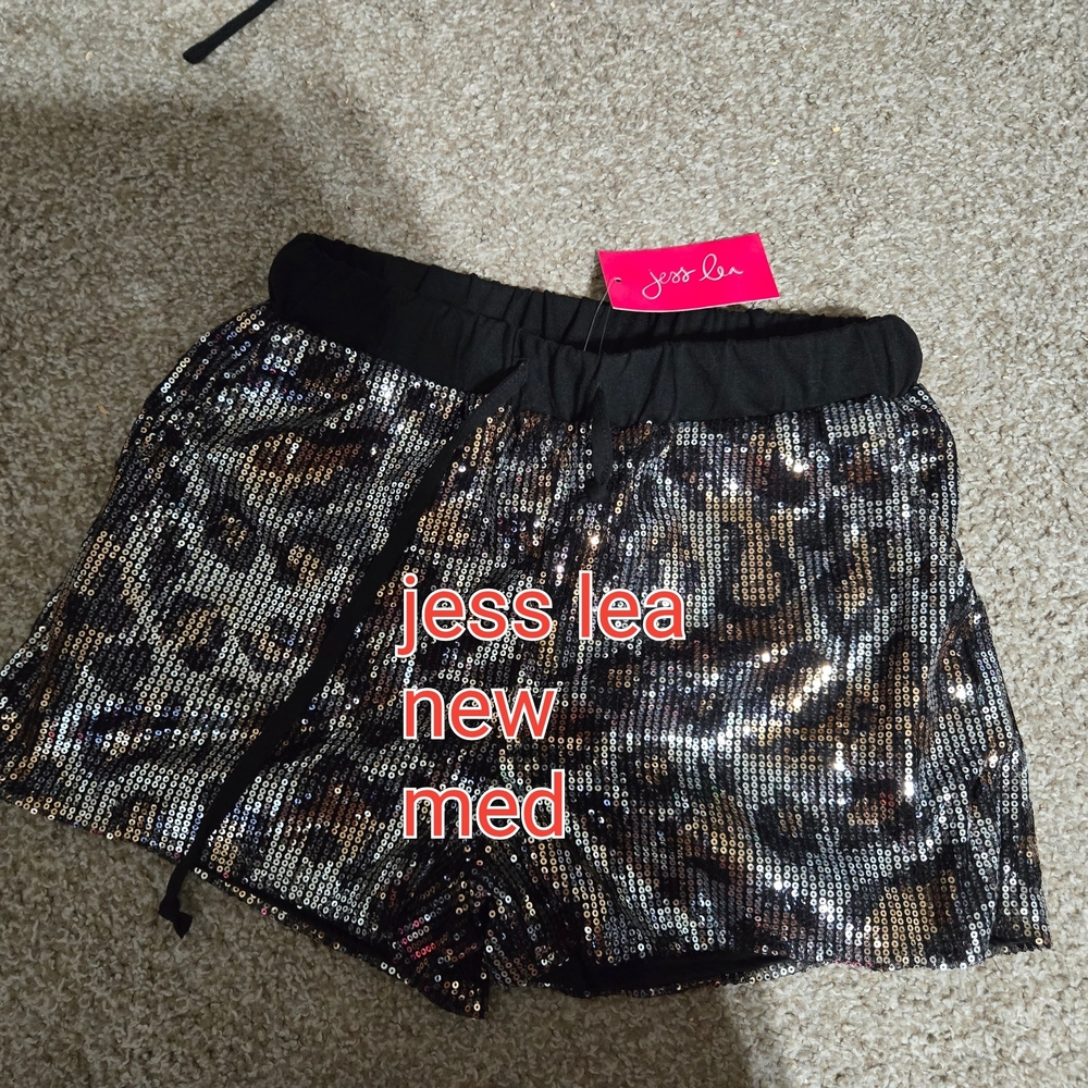 Jess Lea Sequin Leopard Athletic Shorts - Black and Brown